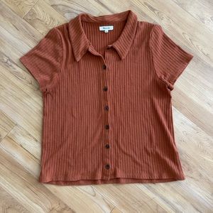 MADEWELL Burnt Orange Ribbed Polo